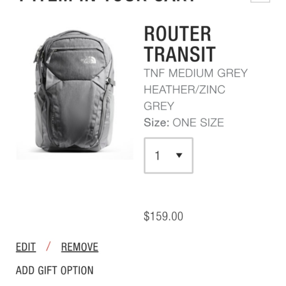Router transit north face back pack